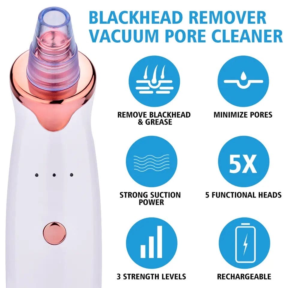 Bubble Black Head Remover, Vacuum Pore Cleaner, Acne Cleanser, Black Spots Removal, Face Nose Deep Cleaning Tools, Pimple Pore Cleansing Device, Beauty Skin Care Tool, 5 Sensors USB Rechargeable Blackhead Vacuum Cleaner Kit for Women and Men