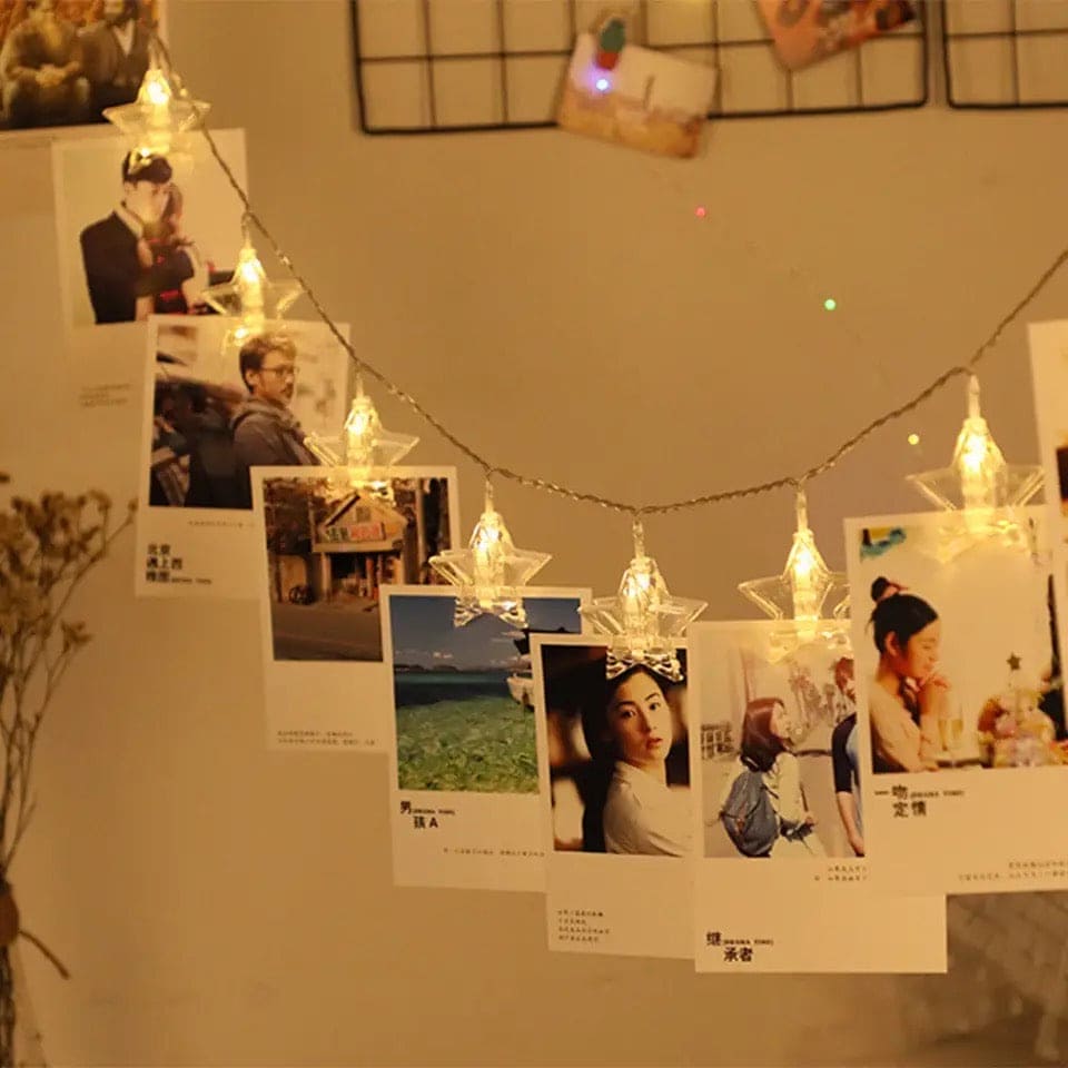 10 Pcs Led Photo Clip String Lights, Outdoor Heart-Shaped Fairy Lights, Curtain String Light Heart Shaped LED String Lights