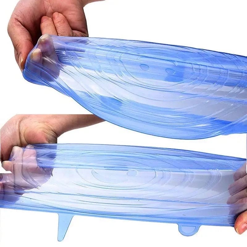 Set Of 6 Rectangular Silicon Stretch Lids, Transparent Silicone Food Sealing Cover, Reusable Durable Food Storage Covers for Bowls, Cups, Cans, Fit