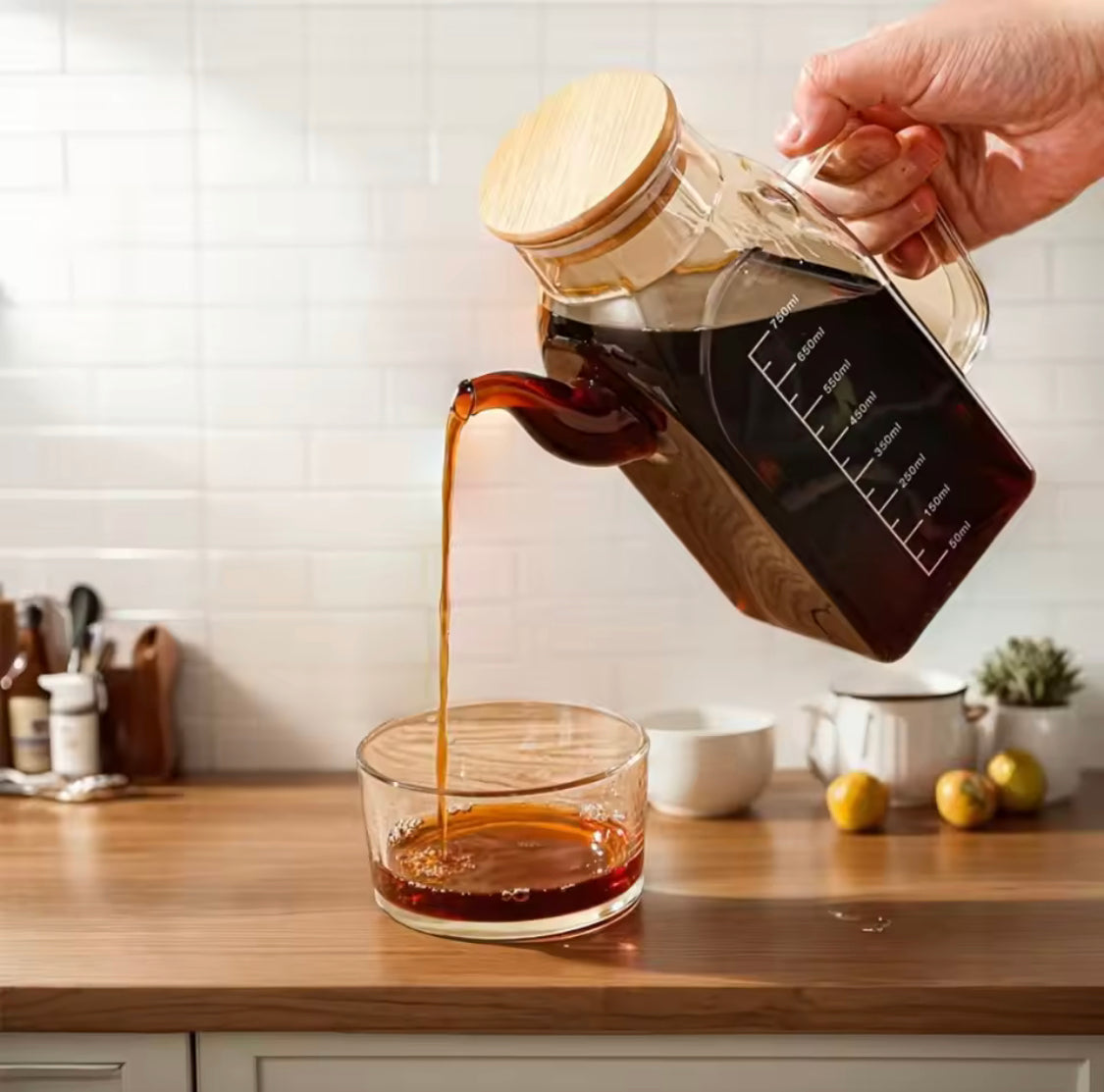 Large Capacity Glass Oil Pot, Glass Vinegar Pot With Lid, Glass Oil Dispenser For Food Kitchen