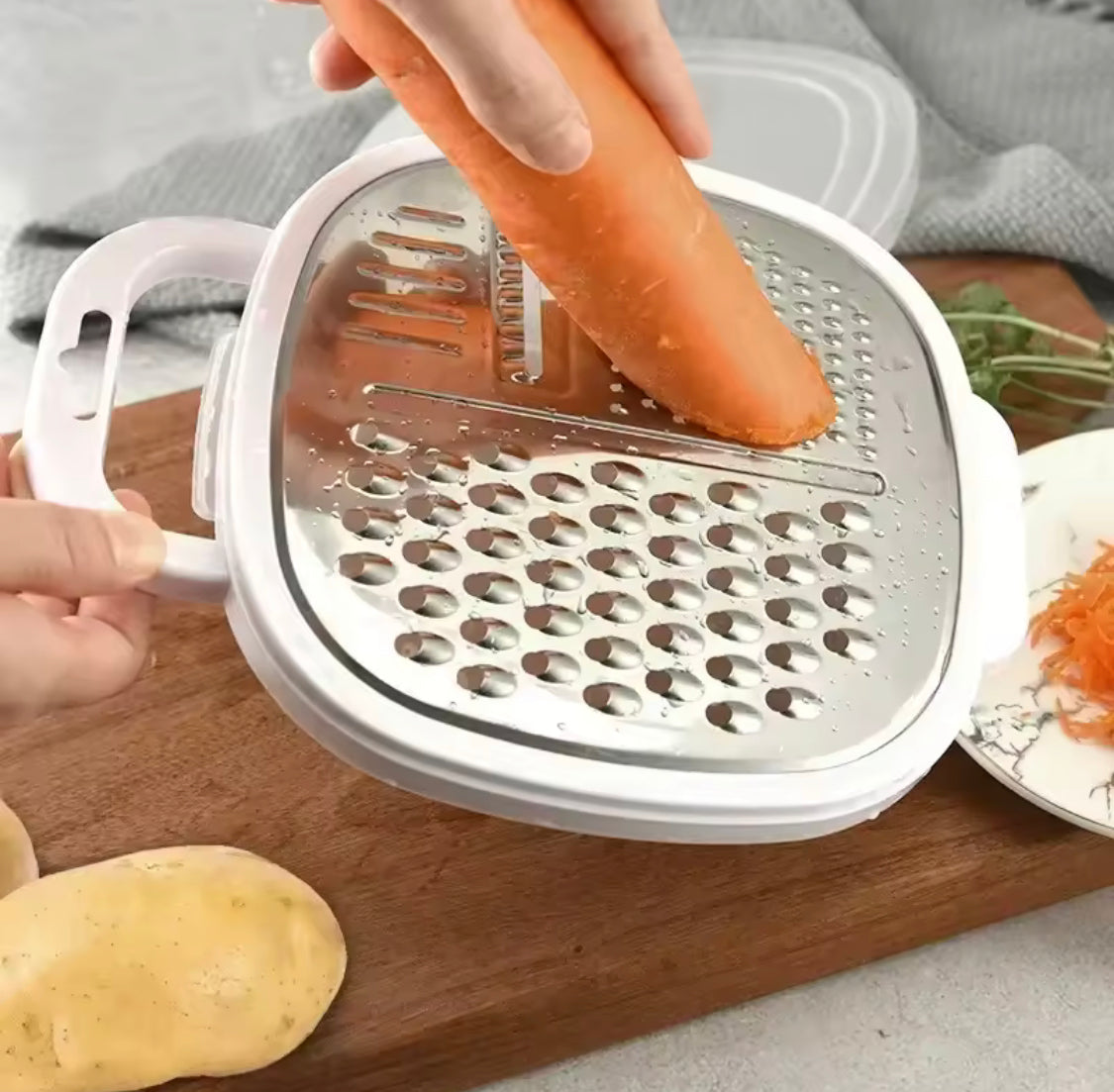 Multifunctional Vegetable Cutter, Stainless Steel Salad Chopper With Bowl, 3 in 1 Vegetable Chopper