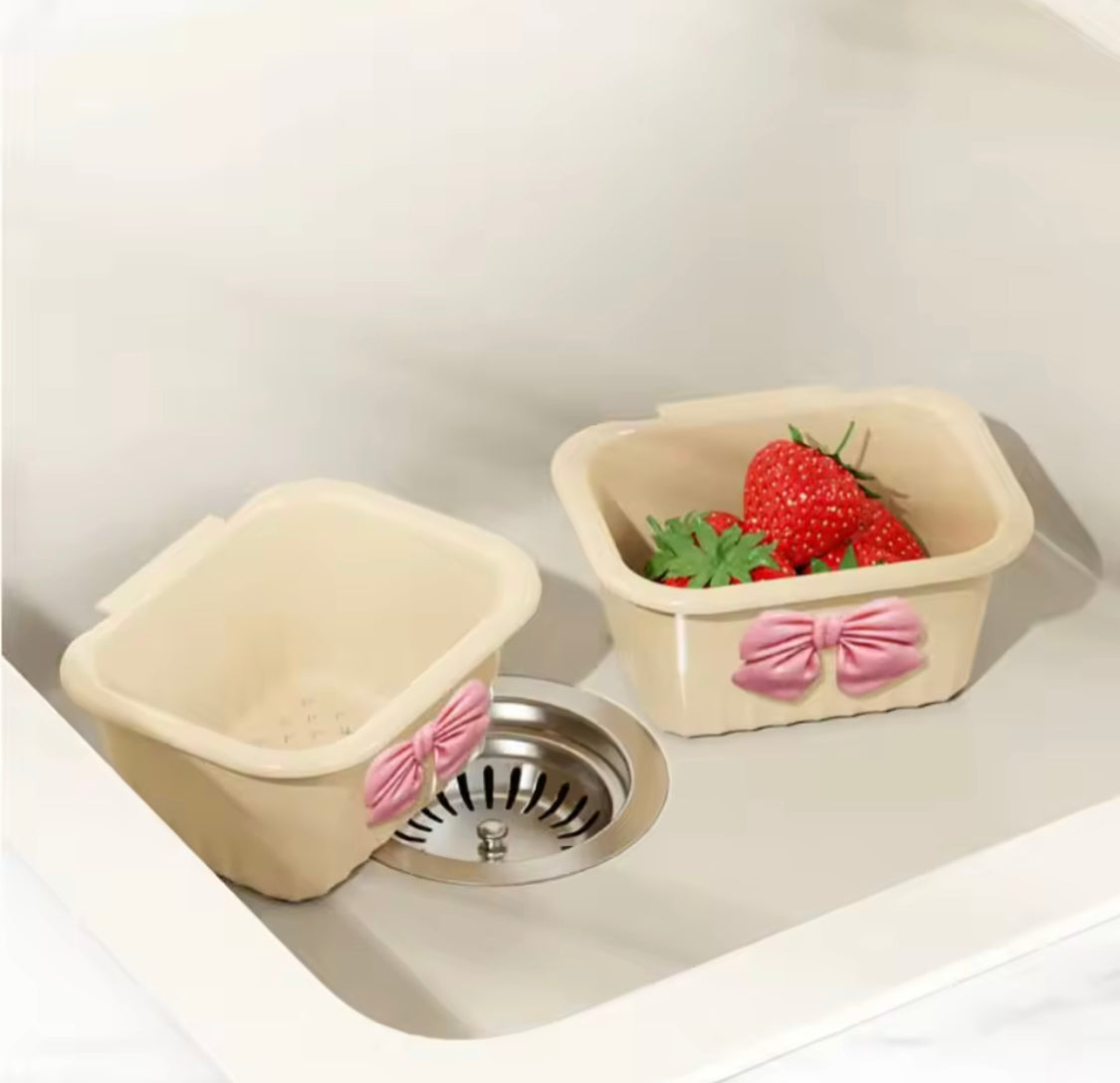 Creative Bow Sink Hanging Strainer Basket, Detachable Multifunctional Sink Caddy Basket, Kitchen Sink Washing Storage Rack, Hanging Drain Rack Basket