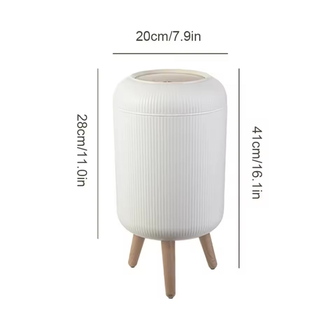 Wooden Pattern Trash Can, Creative Kitchen Waste Bin With Press Cover, Living Room Toilet Garbage Container, Foot Imitation Wood Rubbish Can, Bathroom Kitchen Garbage Bucket