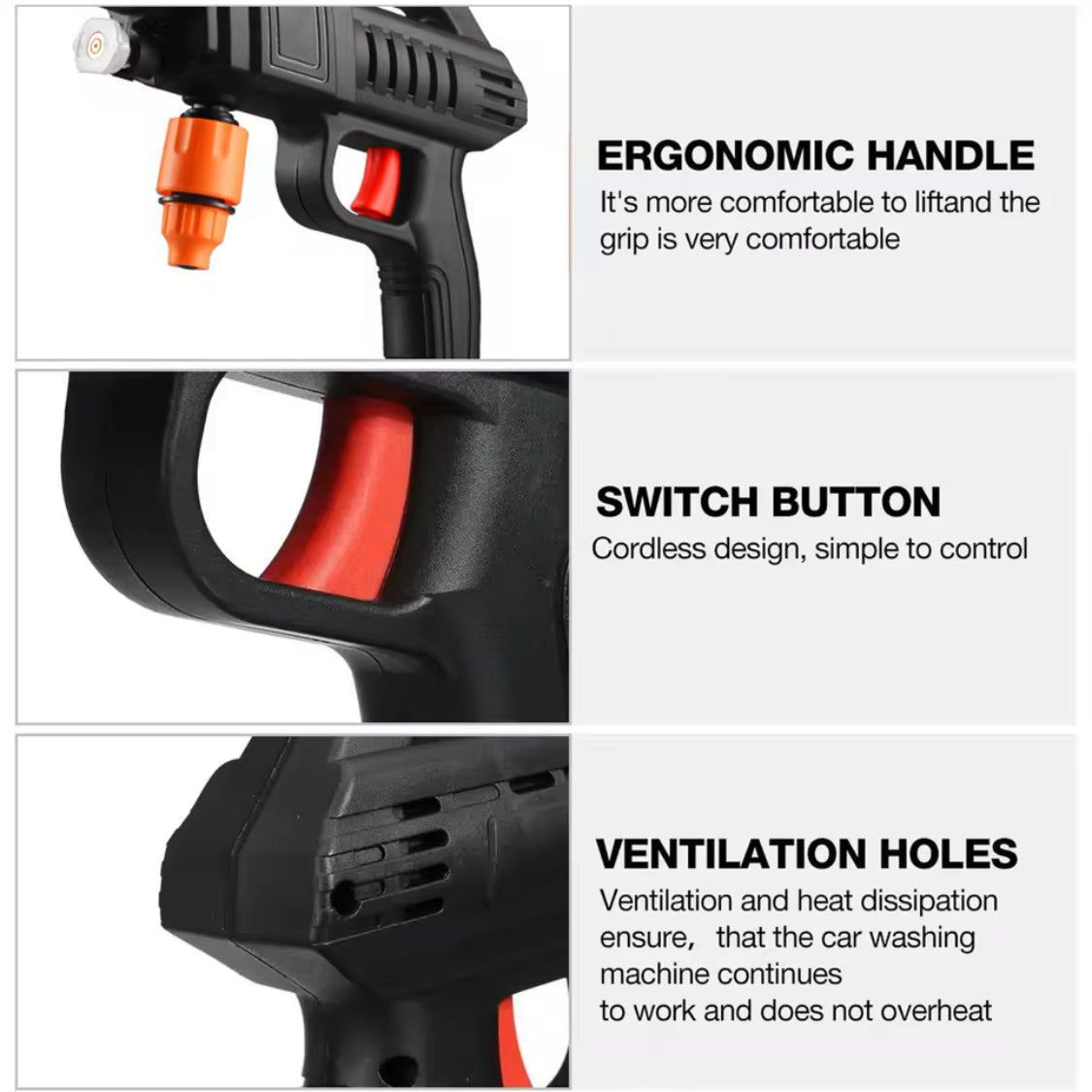 Portable High Pressure Car Washing Gun, Rechargeable Foam Machine Water Gun, Electric Cordless Pressure Spray Water Gun