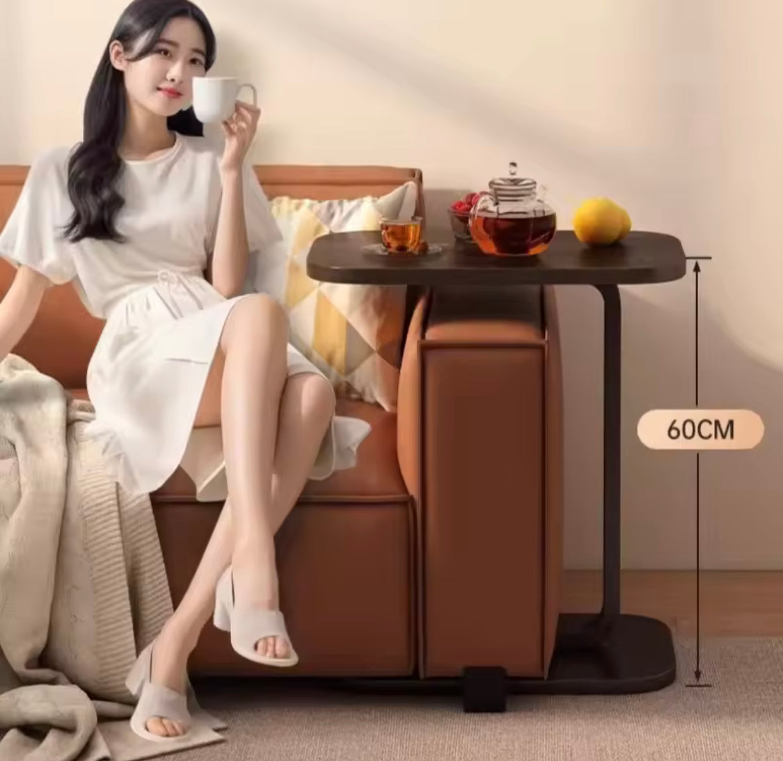 Multifunctional Wooden Beside Sofa Tables, Living Room Square Desk, Mini Bedside Coffee Table