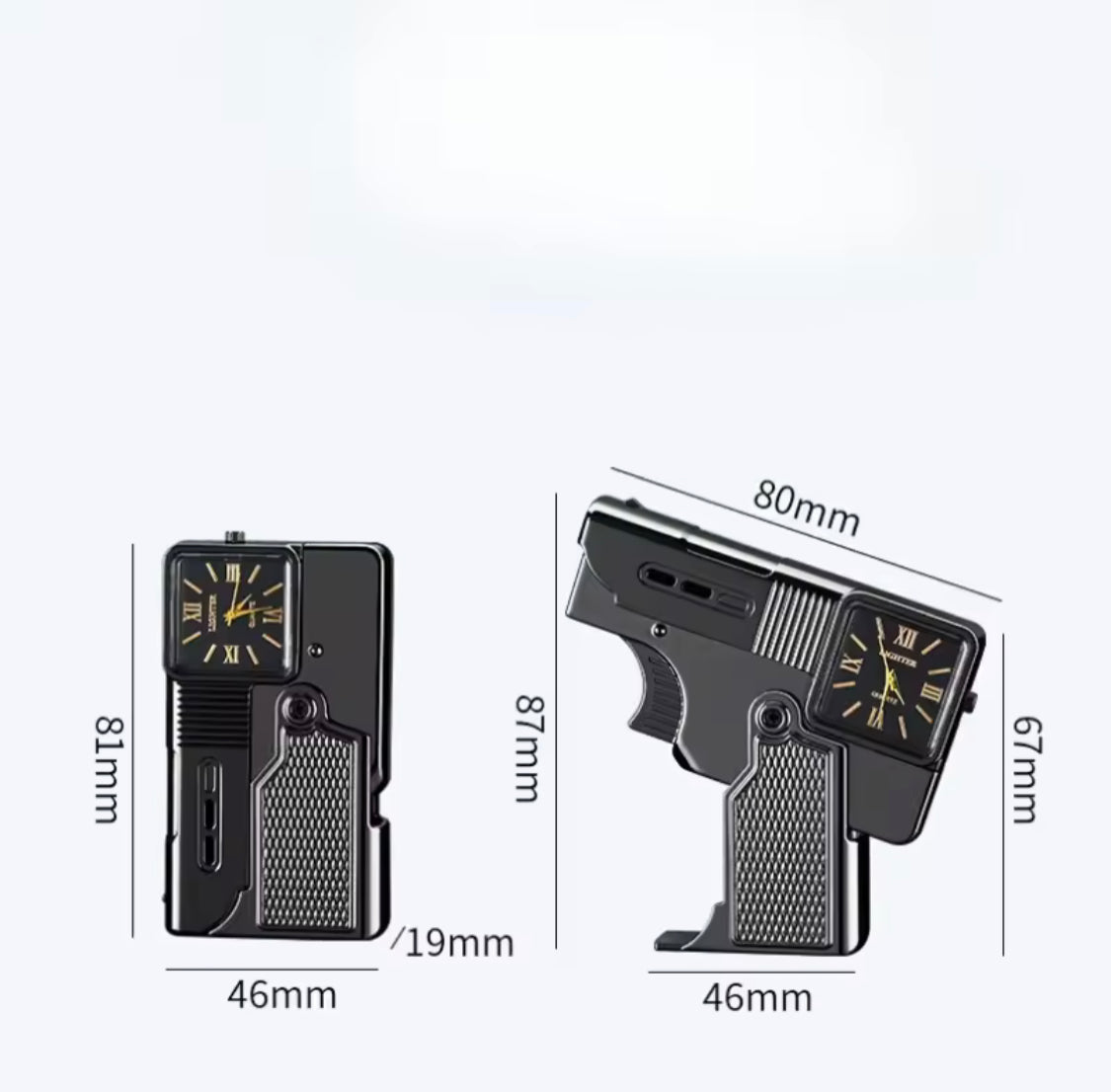 Refillable Gun Watch Lighter, Folding Watch Spray Gun Lighter, Creative Folding Gun Lighter