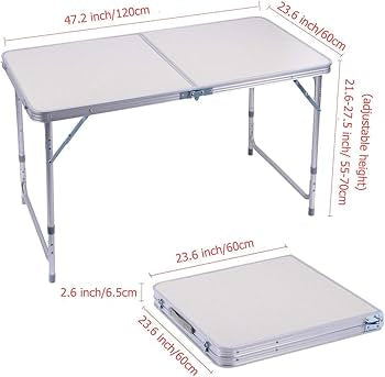 Adjustable Aluminum Folding Table, Lightweight Foldable Work Desk, Portable Indoor & Outdoor Utility Table, Foldable Picnic And Camping Table, Space Saving Folding Table