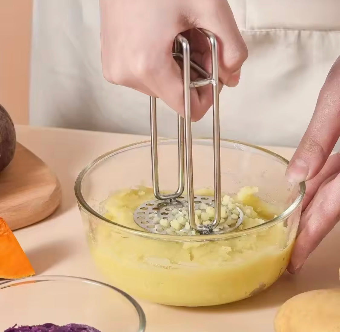 Stainless Steel Potato Masher,  Kitchen Tool for Baby Food Preparation, Manual Potato Masher