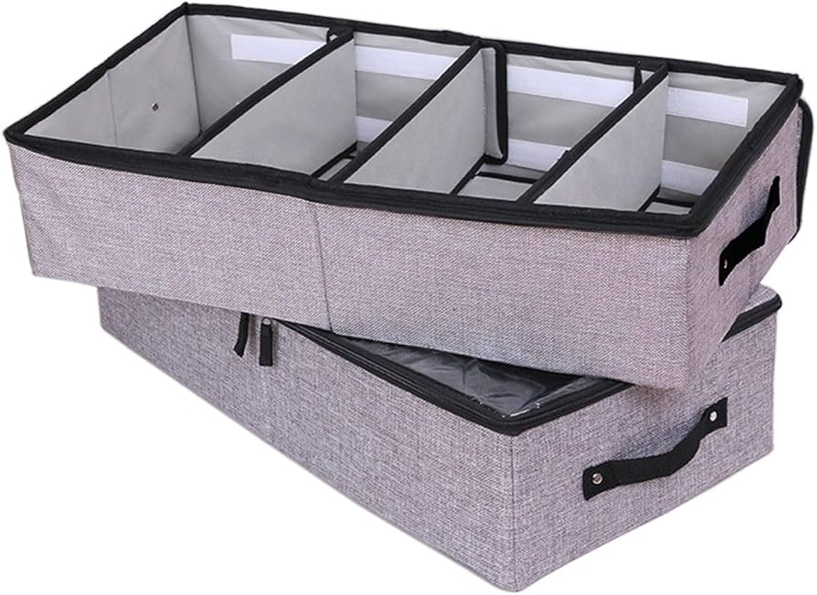 Under Bed Clothes Storage Organizer, Foldable Split Shoe Storage Box, Dost Proof Transparent Shoe Box