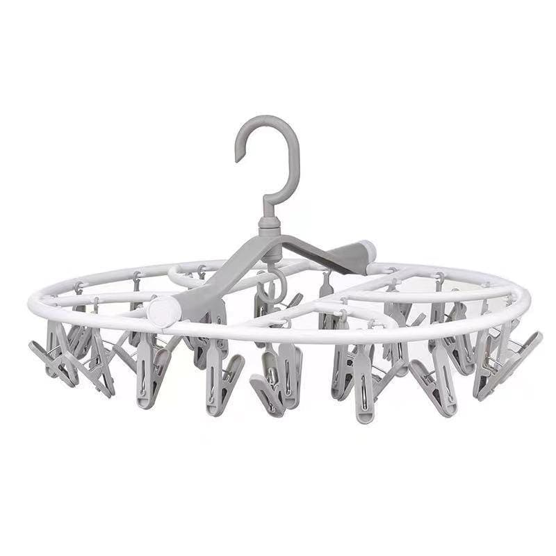 Foldable Cloth Hanger, Multi Clip Socks Drying Rack, 20/32 Windproof Plastic Drying Rack, Dormitory Balcony Clothes Hanger, Artifacts Drying Hooks, Multifunctional Laundry Rack