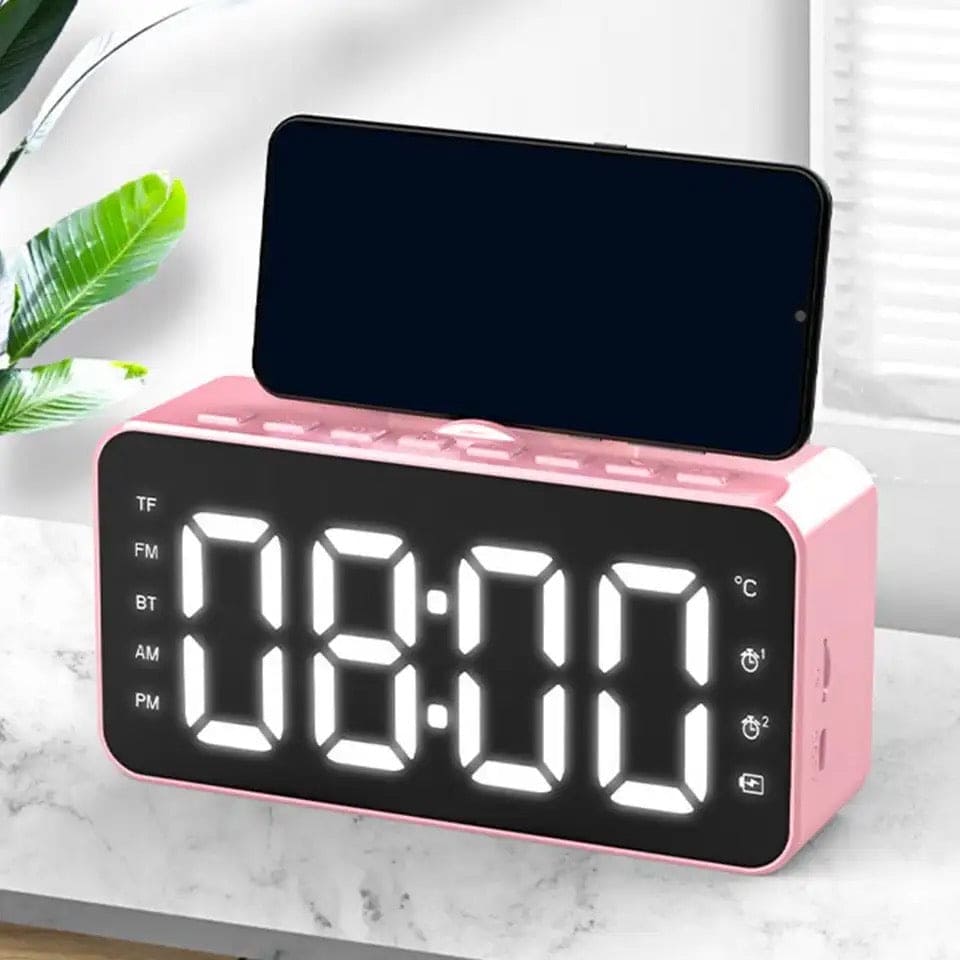 Cat Ear Alarm Clock, Speaker Wireless Mirror Digital Display Smart Sound Box, TF FM Radio Mobile Phone Stand Sound Bar, Multifunction Alarm Radio Desk Clock, Cute Wireless Bluetooth Speaker Clock