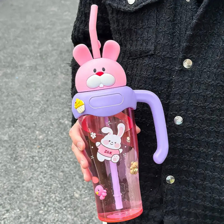 Cute Cartoon Bottle with Handle, Large 750ml Cartoon Water Bottle, Kids Water Bottle