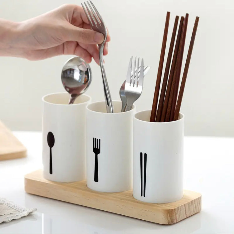 3 Grid Cutlery Holder, Kitchen Storage Holder, Multifunctional Household Tableware Spoon Fork Drain Box, High-grade Organizer Rack