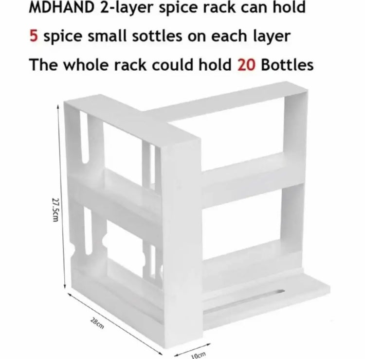 2 Tier Rotating Spice Storage Rack, Multifunctional Spice Rack Organizer, Shelf Slide Kitchen Cabinet Spice Rack