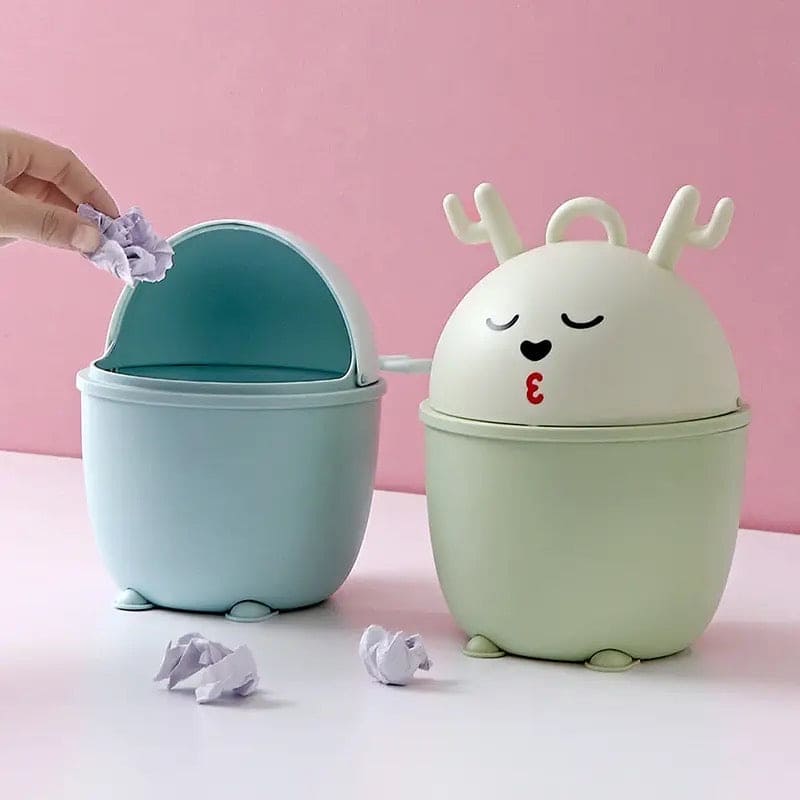 Cartoon Flip-top Trash Can, Mini Cute Desktop Trash Can, Paper Storage Basket Box with, Home Office Bathroom Trash Can, Waste Paper Trash Storage Bin, Garbage Storage Basket, Small Plastic Bin With Lid