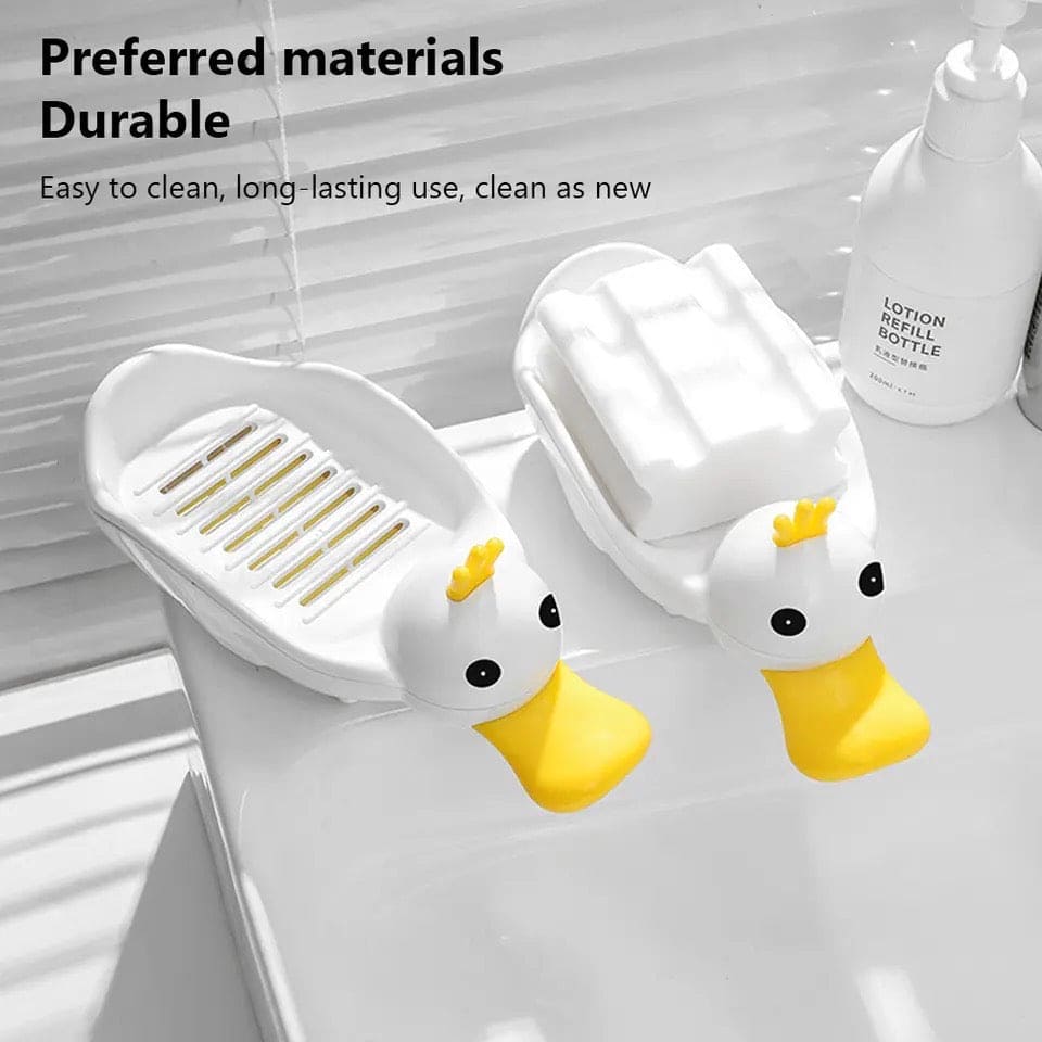 Crown Duck Soap Dish, Cute Duck Soap Dish With Drain, Double Wall Soap Box, Separatable Cartoon Soap Box, Bathroom Kitchen Sink Countertop Soap Box