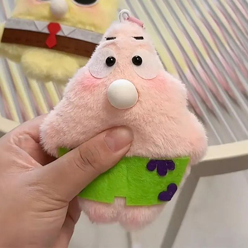 Animal Plush Keychain, DIY Squeak Spit Bubbles Patrick Pendant, Cute Cartoon Animal Key Holder