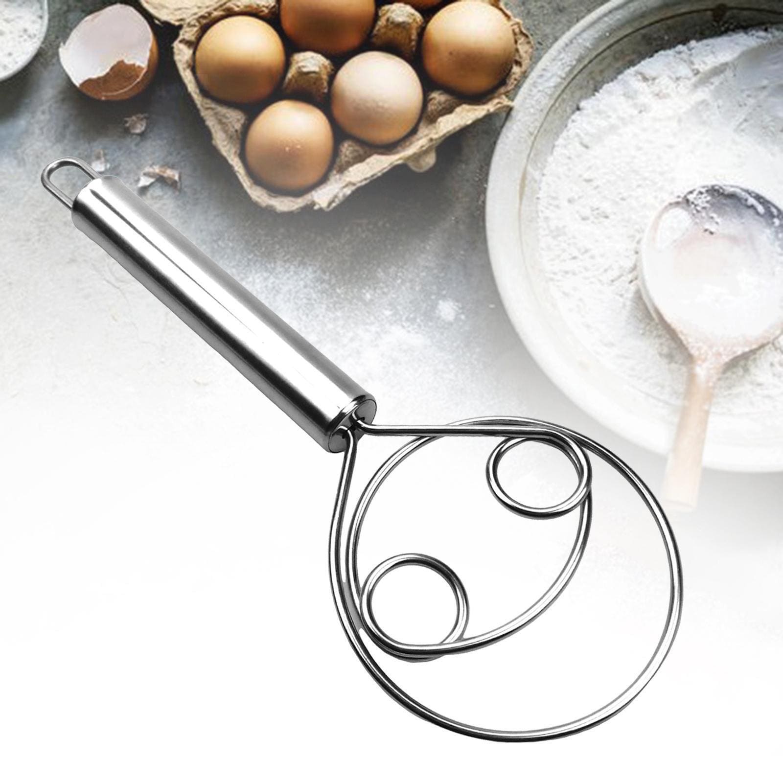 Steel Dutch Egg Beater, Manual Non Stick Quick Beater, Danish Bread Dough Hand Mixer, Stainless Steel Dough Whisk Mixer, Kitchen Baking Blender Tool, Durable Handheld Food Blender For Cooking