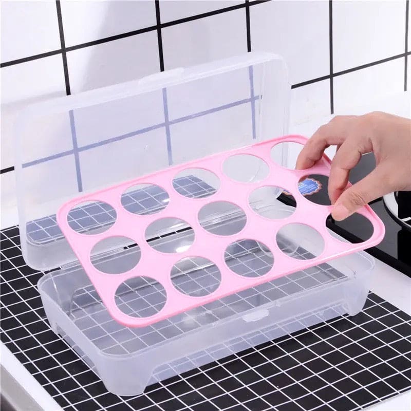 Transparent 15 Frame Egg Box, Refrigerator Egg Preservation Storage Box, Portable Egg Holder Box With Lid, Drawer Egg Carton Box, Anti-collision Plastic Egg Compartment Egg Tray, Baby Bag Egg Holder, Large Capacity Fridge Eggs Storage Box