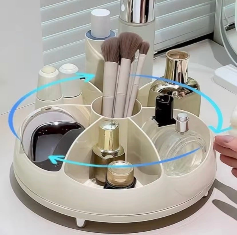 Plastic Rotating Cosmetic Storage Box, Makeup Brush Rotating Holder, Rotating Skincare Organizer