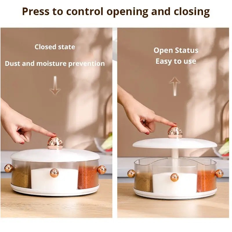 Seasoning Jar, Rotating Seasoning Box Five Grid Storage Box, Turntable Spice Organizers