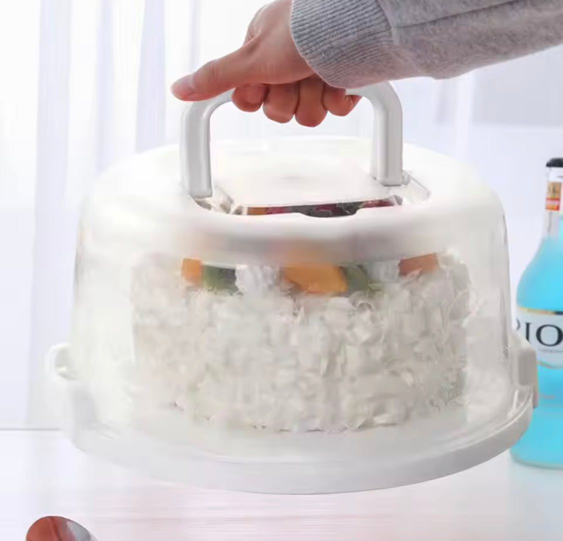 Transparent Airtight Round Cake Storage Box, Portable Muffins Dessert Carrier Box, Cake Carrier With Secure Locking Buckles