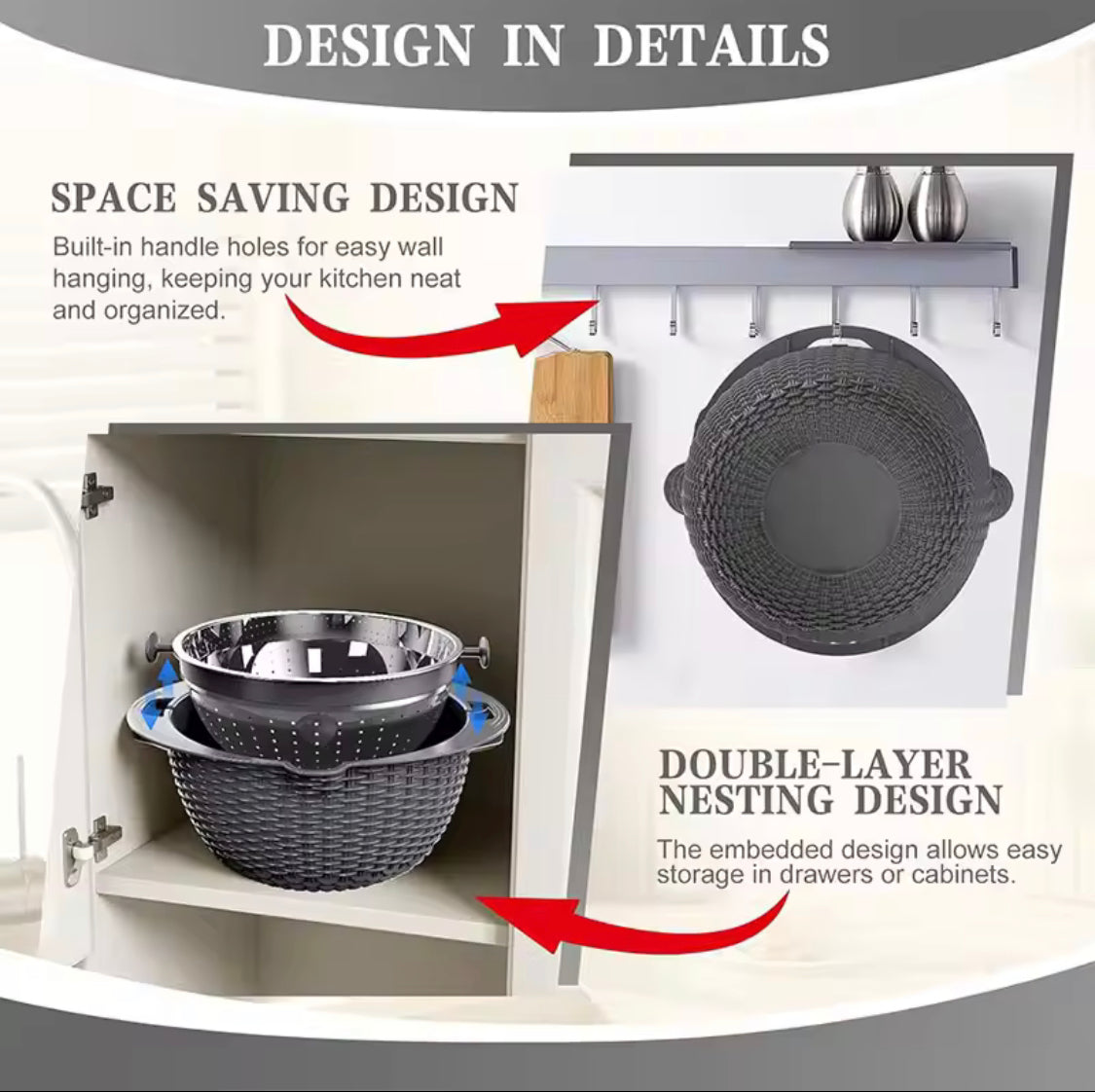 4 In 1 Colander With Lid Set, Rotatable Strainer With Bowl, Multipurpose Mixing And Strainer Set, Multipurpose Grater Colander Basket