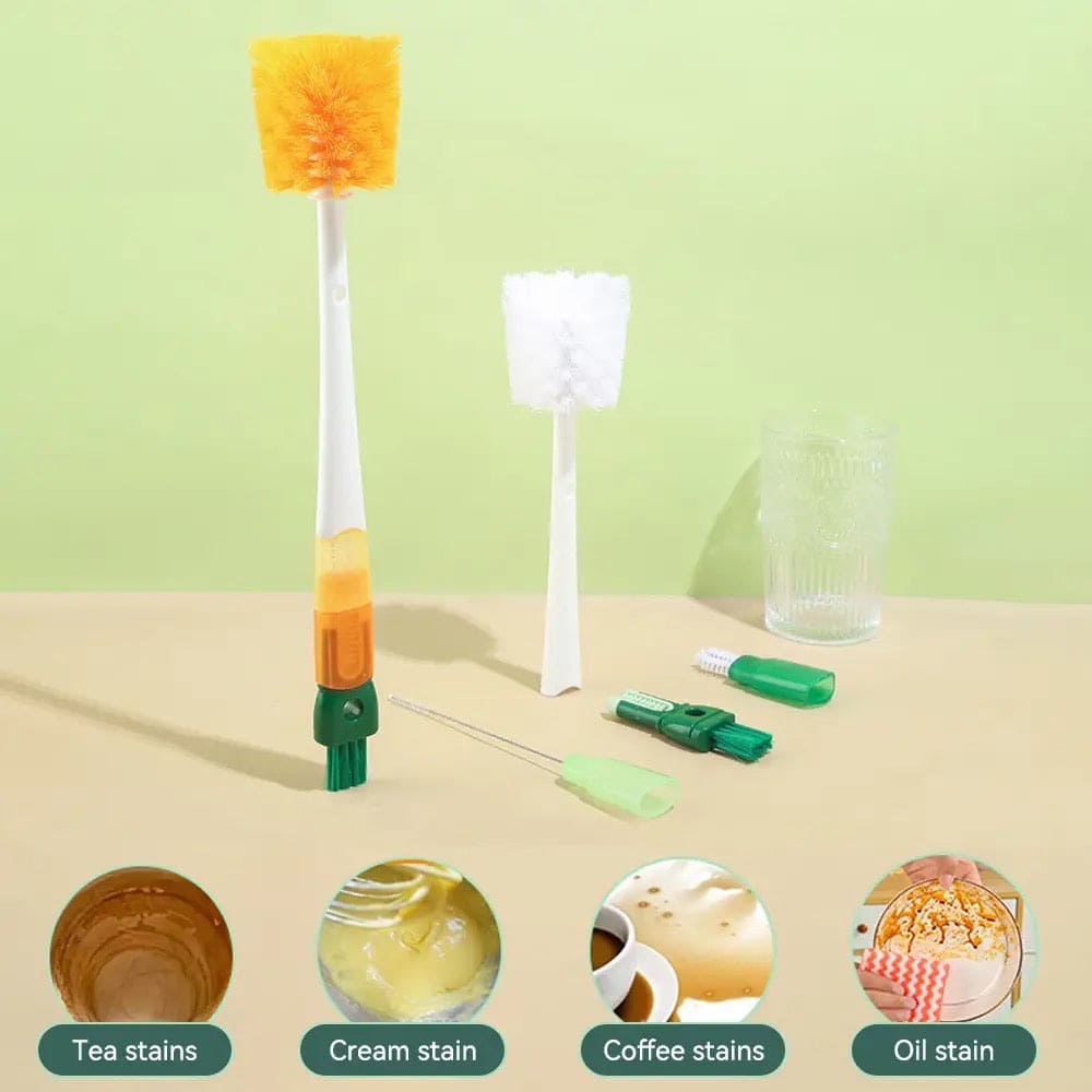 5 In 1 Cup Cleaning Brush, Multifunctional Long Handle Cup Wash Brush, Portable Clean Up Water Bottles Brush, Silicone Cup Cleaning Brush, Bottle Cleaning Brush Kit, Insulation Cleaning Brush, Ergonomic Grip Cup Brush, Groove Cleaning Brush