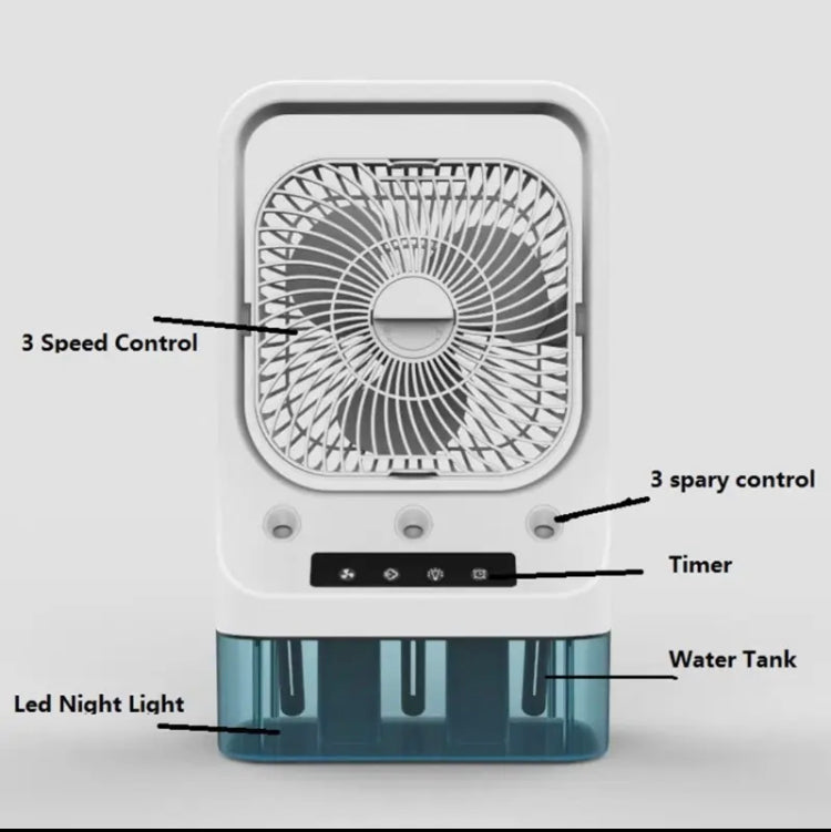 Portable Air Conditioner Fan, Humidifying Desktop Fan with Night Light, Air Cooler Home Fans