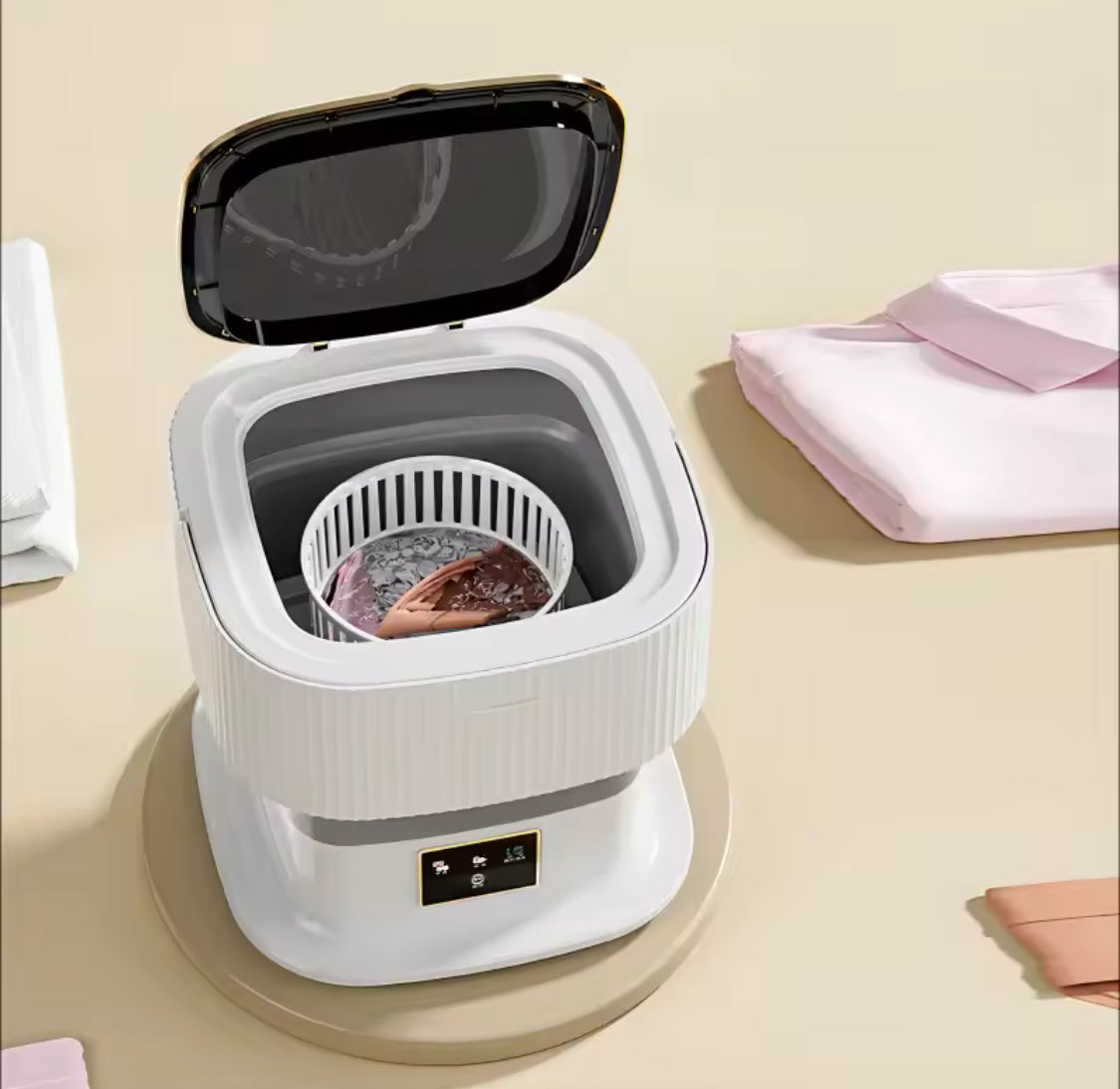 11L Collapsible Portable Washing Machine, Bucket Type Laundry Clothes Washer, Portable Turbo Washer For Travel, Lightweight Collapsible Bucket Washing Machine