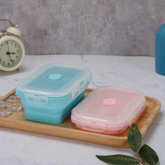 Silicone Food Container With Lid, Microwave Friendly Silicone Food Container, Silicone Folding Bento Lunch Box