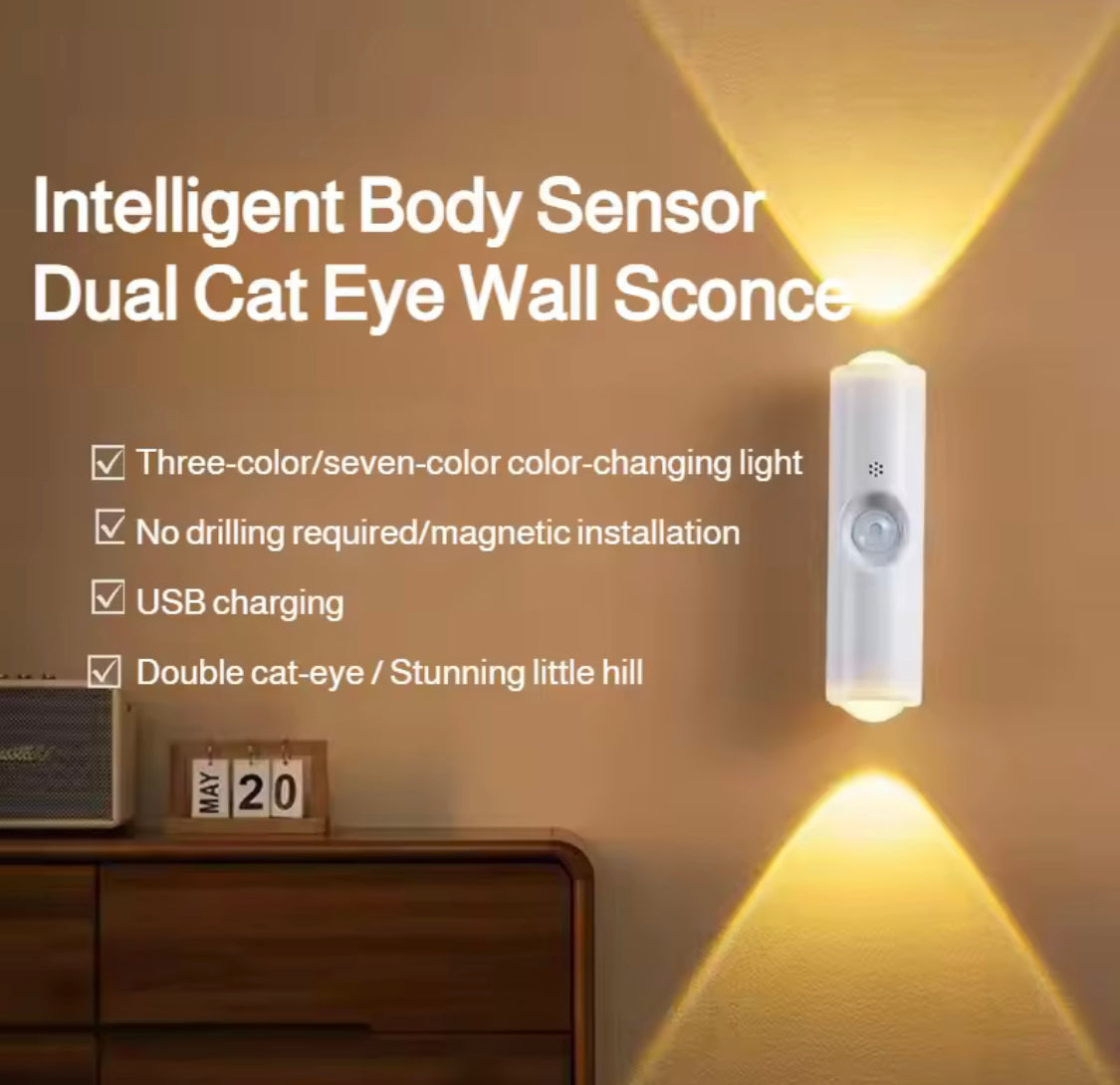 Double Head Motion Sensor RGB Ambient Light, Rechargeable Magnetic Wall Lamp, Sunset LED Night Lights, Smart Motion Sensor Night Light