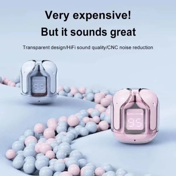 Transparent Wireless Earbuds, Air 31 TWS Earphone, Digital Wireless Bluetooth Earphones, Stereo Ring Headset With Built-in Charging Compartment, Waterproof In Ear Touch Control Earplug, In Ear Headsets with Built-in Mic