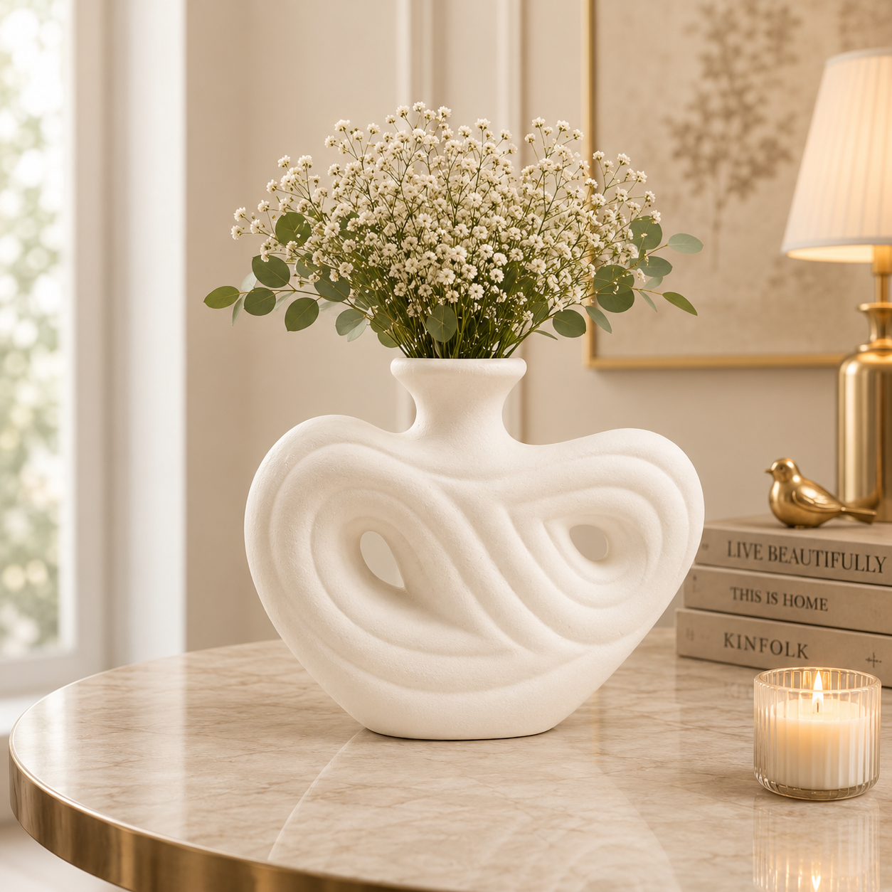 Table Decor Ceramic Flower Vase, Stylish Home Decoration Pot, Handmade Ceramic Vases