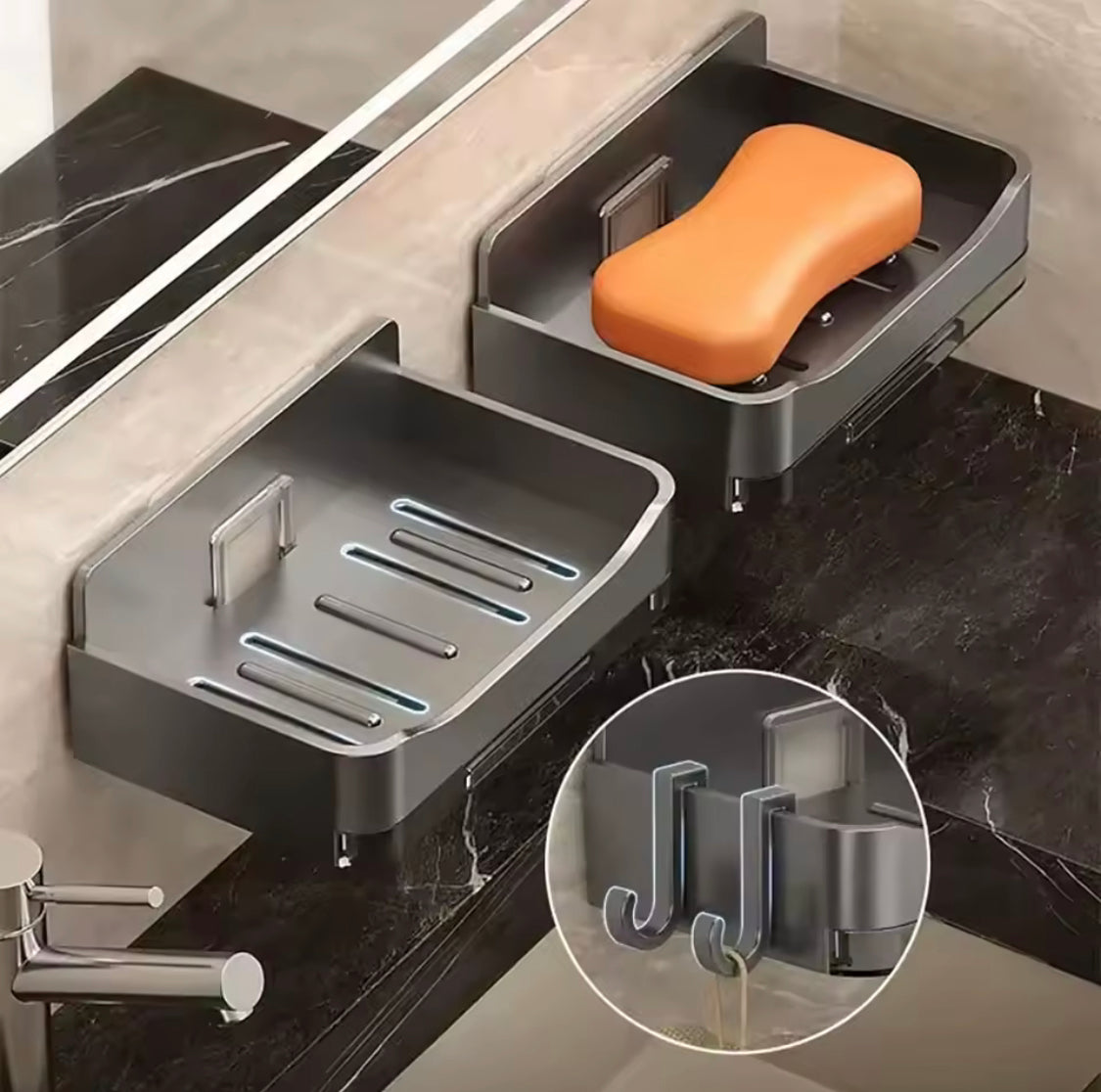 Creative Wall Mounted Soap Holder, Self Adhesive Punch Free Soap Box, Drainage Waterproof Soap Storage Tray, Bathroom Soap Holder Tray
