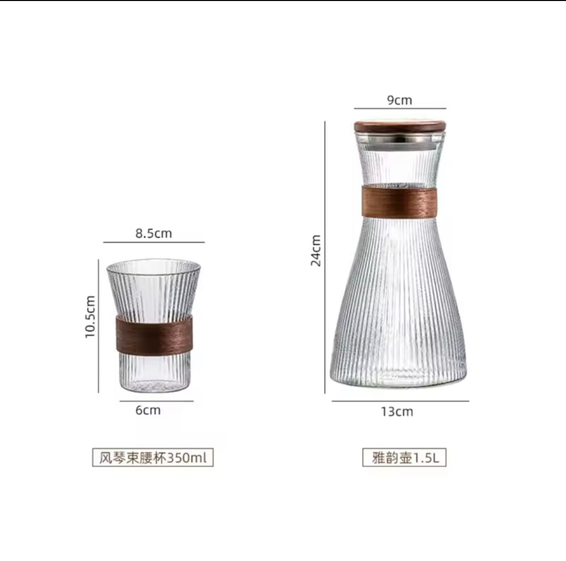 Japanese Style Glass And Jug Set, Set Of 4 Glasses With Jug, Heat Resistance Water Pitcher With Glass