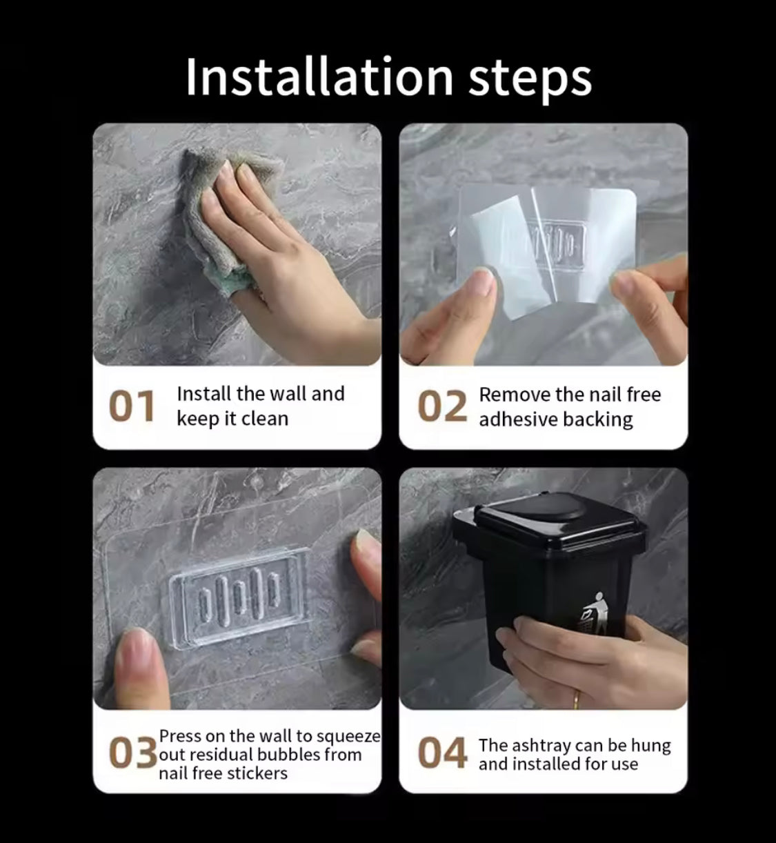 Wall Mounted Ashtray With Lid, Dustproof Mini Trash Can, Stainless Steel Ash Bin With Lid