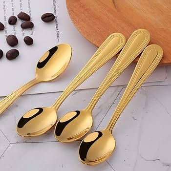 4pcs Elegant Gold Tableware Spoon Set, Stainless Steel Table Spoon, Kitchen Accessories