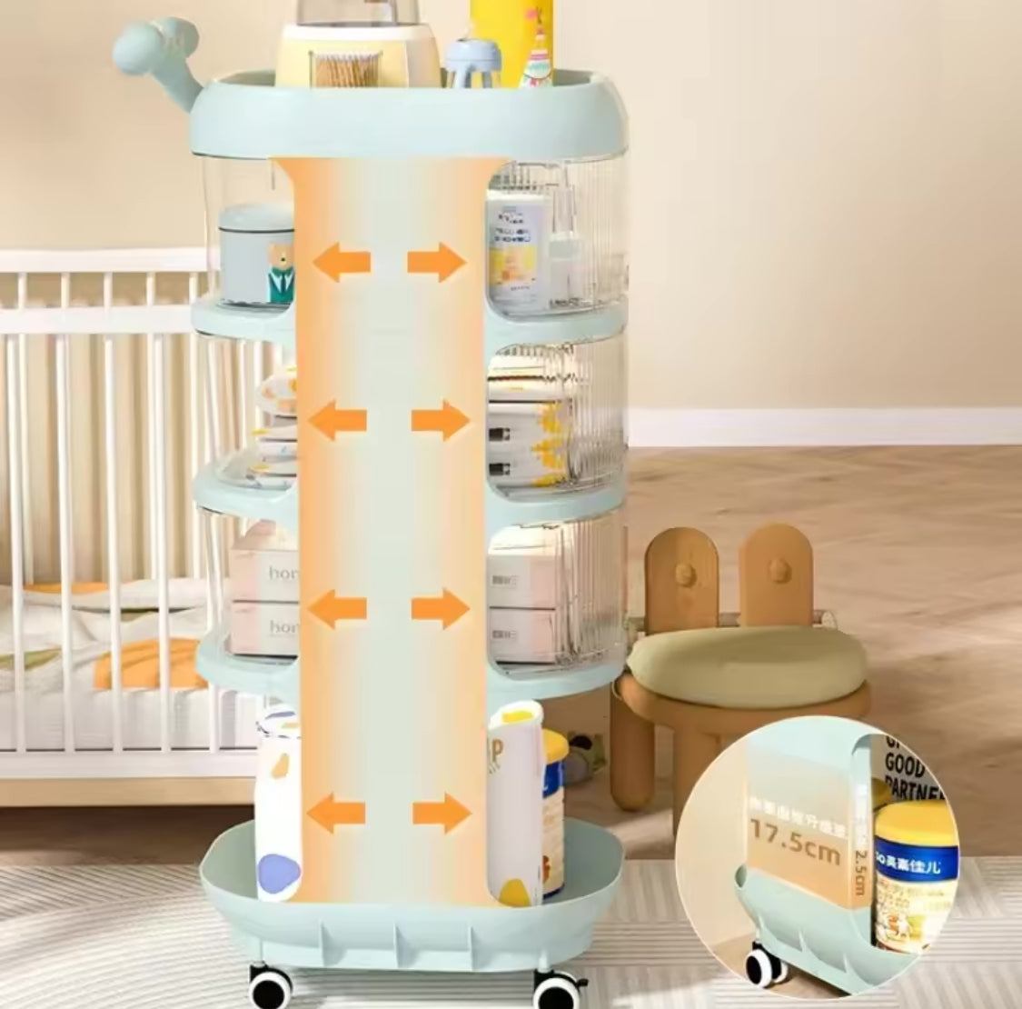 Multi Tier Rolling Storage Rack With Dolphin Shaped Handle, Multi Layer Storage Holder, Floor Standing Storage Racks