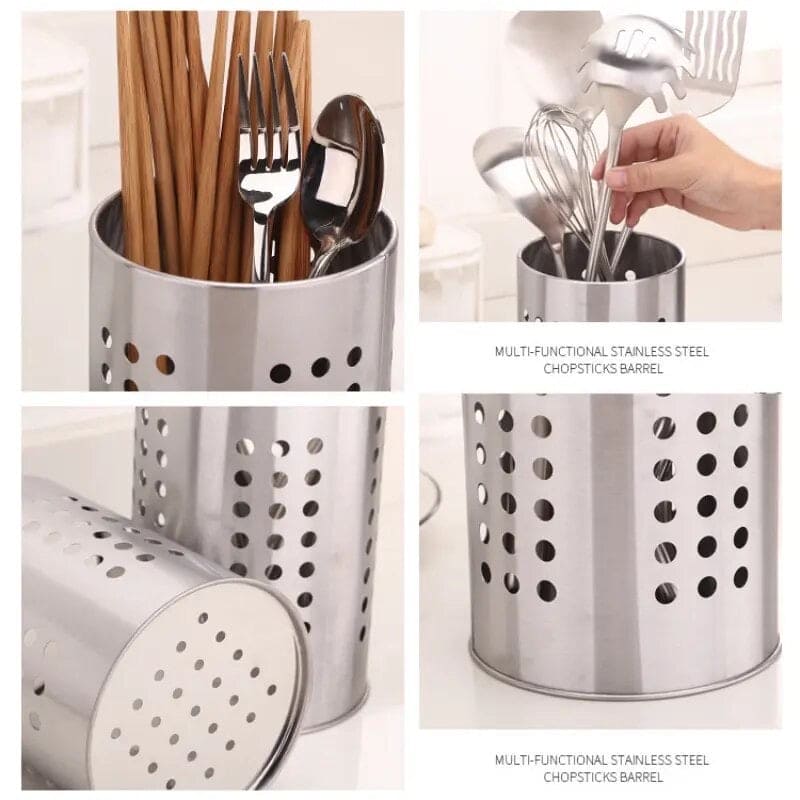 Set Of 2 Stainless Steel Chopsticks Holder Cage, Steadily Cutlery Kitchen Utensil Container, Multifunction Fork Spoon Cutlery Drain Holder Organizer, Chopsticks Storage Rack, Spoon Knife Fork Rack Kitchen Accessories, Caddy Cutlery Utensil Holder