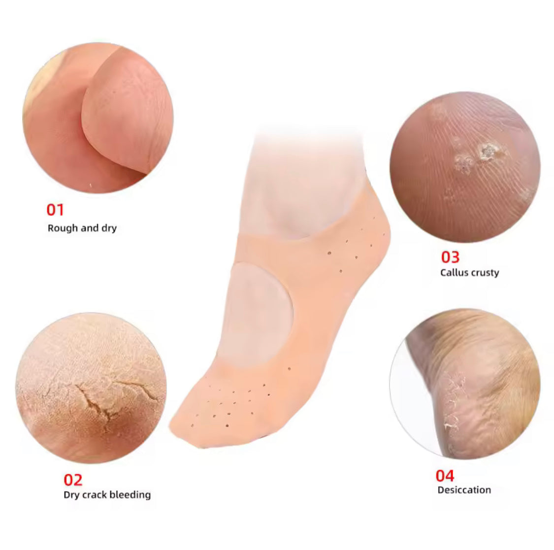 Heel Protector Gel Socks, Anti Crack Foot Spa Socks, Moisturizing Silicone Socks, Foot Care Gel Socks