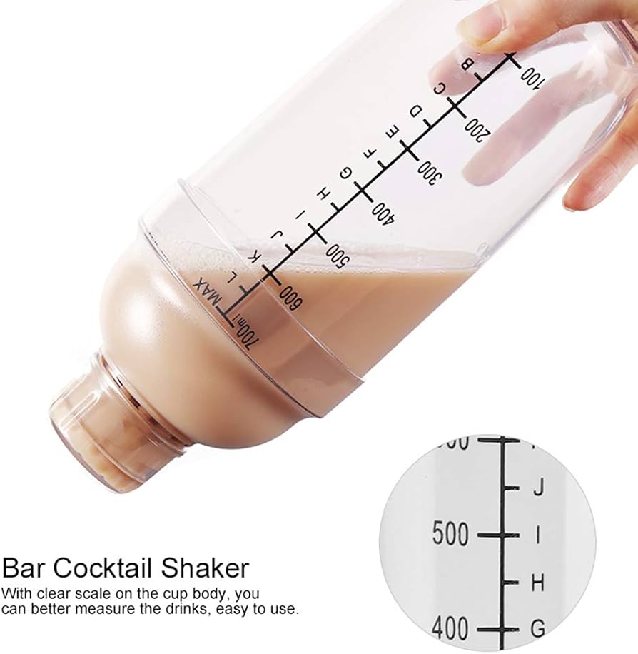 3 In 1 Beverage Shaker Mixer Bottle, Transparent Cocktail Shaker with measuring scale, Multifunctional beverage shaker