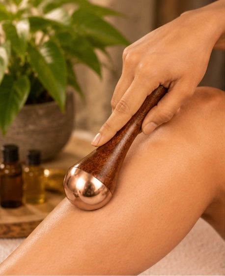 Wooden Handle Kansa Beauty Massager, Handcrafted Bronze Face And Neck Massage Tool, Face Lift Massage Tool