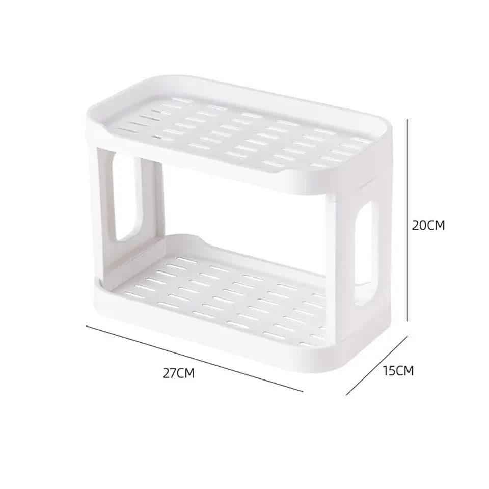 Plastic Desk Shelf, Multifunctional Double Layer Shelve, Multipurpose Kitchen Bathroom Standing Slim Rack, Vertical  Bathroom Countertop Organizer, Countertop Corner Storage Rack