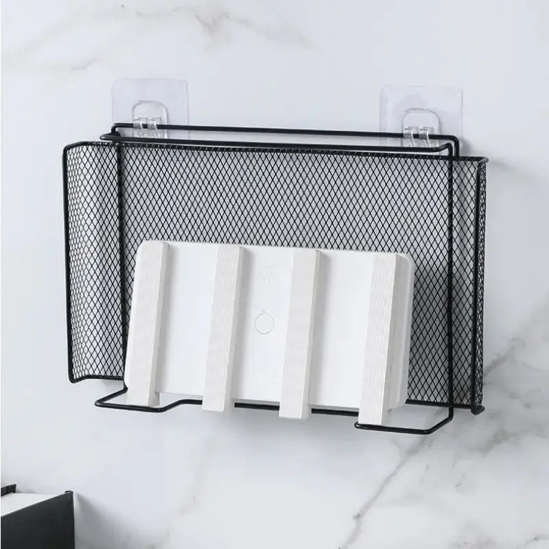 Wall Router Rack, TV Set Top Organizer Rack, Self Adhesive Wall Shelf, Wall Metal Mesh Bracket, Wifi Router Shelf Floating Shelf