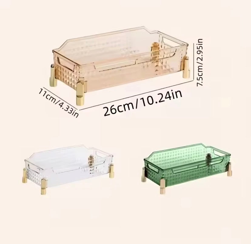 Transparent Desktop Cosmetic Storage Box, Vanity Organizer Basket, Dressing Table Makeup Organizer