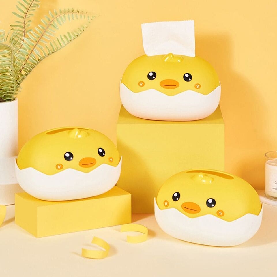 Chicken Tissue Box, Broken Shell Napkin Holder, Cute Desktop Paper Holder, Portable Plastic Towel Storage Case, Kitchen Toilet Car Paper Drawer Handkerchief Container, Desk Paper Dispenser Storage Box, Tissue Cover Holder For Table