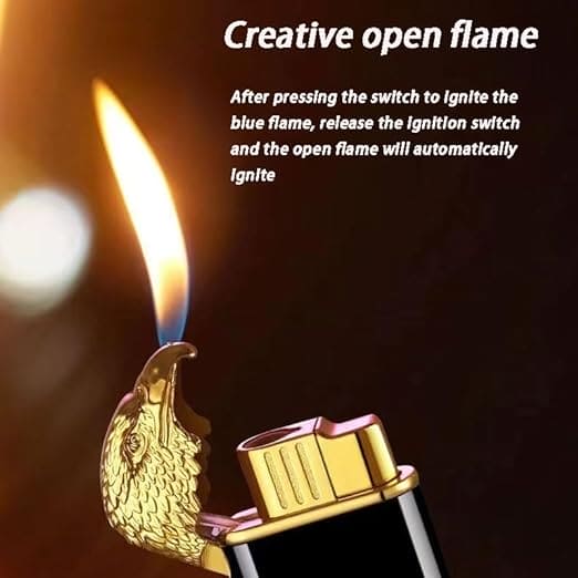 Eagle Head Double Flame Lighter, Metal Torch Turbo Double Fire Lighter, Kitchen Outdoor Portable Barbecue Camping Cigar Lighter, Windproof inflatable Lighter, Refillable Windproof Straight Flame Lighter