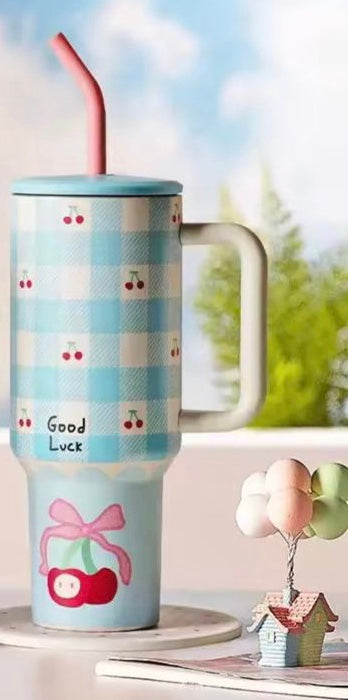 1200ml Printed Stainless Steel Tumbler, Insulated Water Bottle Thermos, Large Water Tumbler For Travel