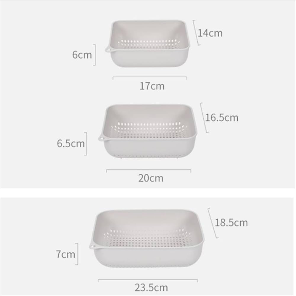 3pcs Colander Kitchen Storage Drain Basket, Fruit And Vegetable Washing and Draining Basket, Nested Fruit And Vegetable Colander Set